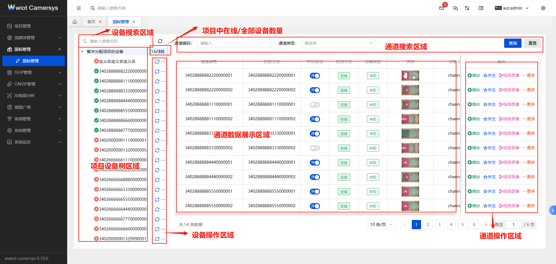 国标管理页面区域