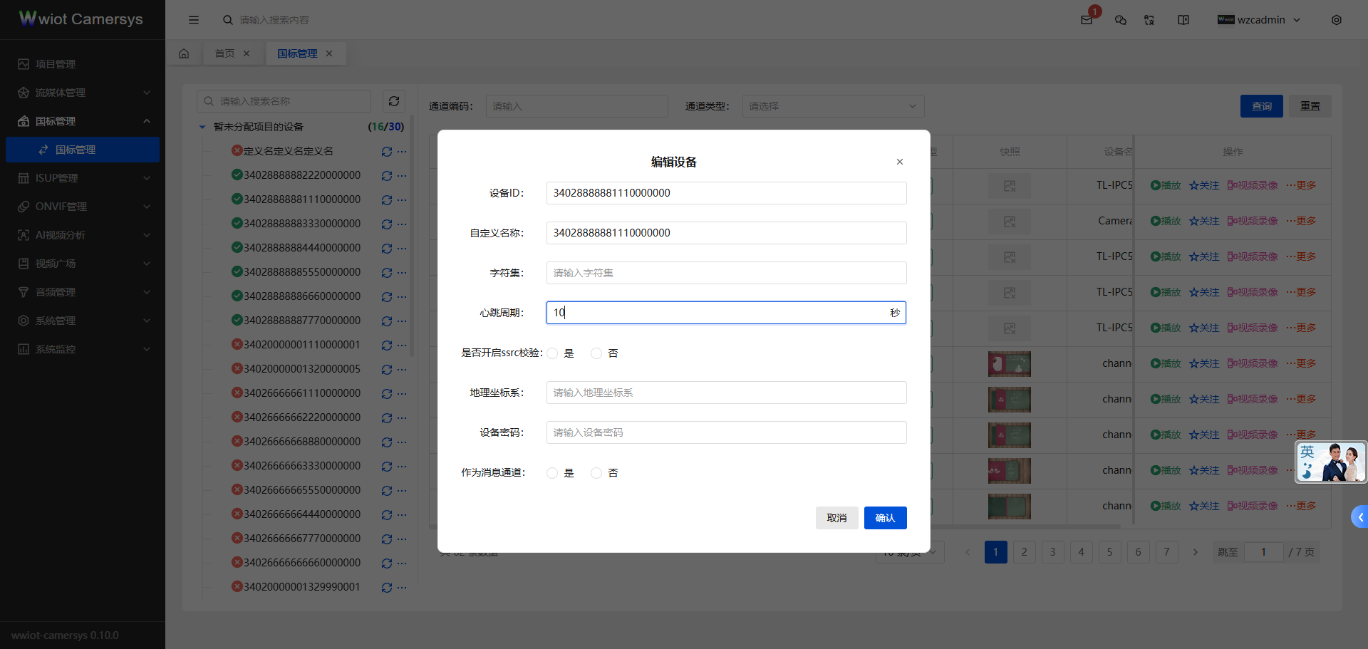 国标设备编辑页面